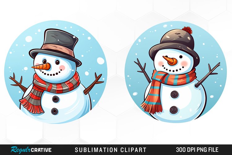 Watercolor Cute Snowman Graphics Clipart example image 1