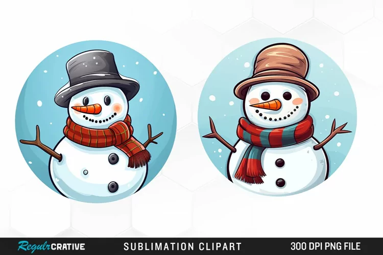 Watercolor Cute Snowman Graphics Clipart