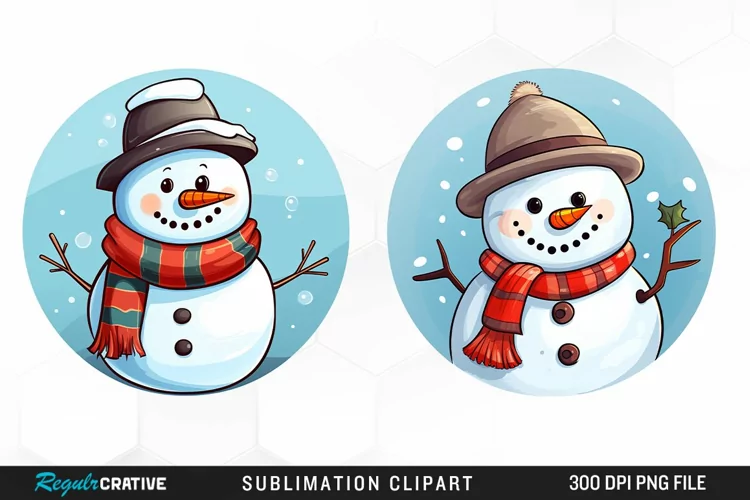 Watercolor Cute Snowman Graphics Clipart