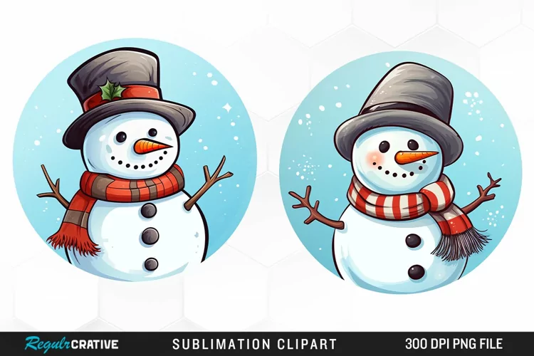 Watercolor Cute Snowman Graphics Clipart