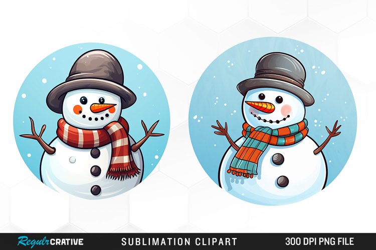 Watercolor Cute Snowman Graphics Clipart example image 1