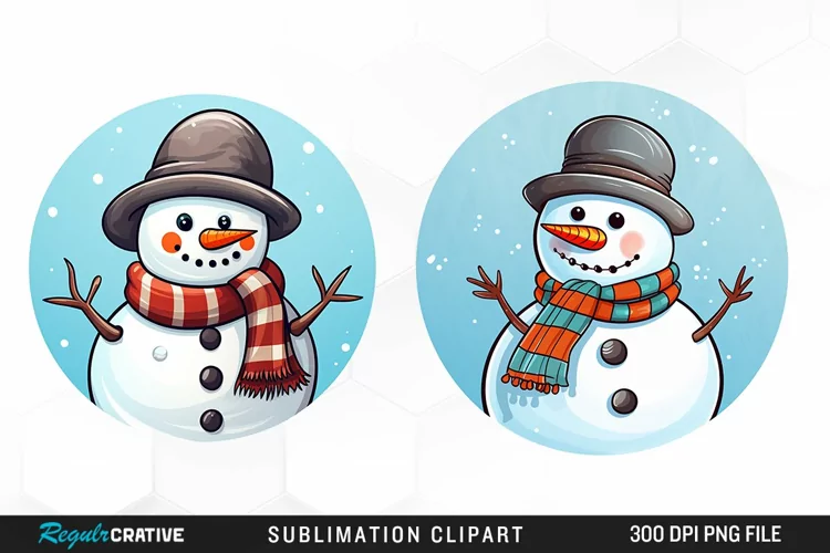 Watercolor Cute Snowman Graphics Clipart