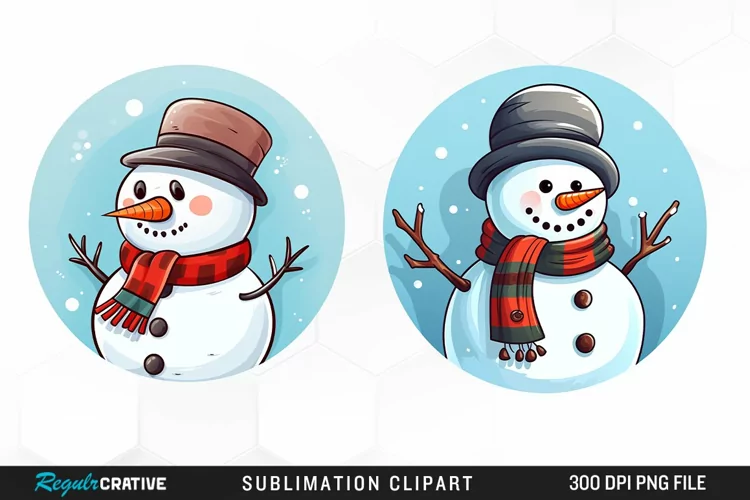 Watercolor Cute Snowman Graphics Clipart