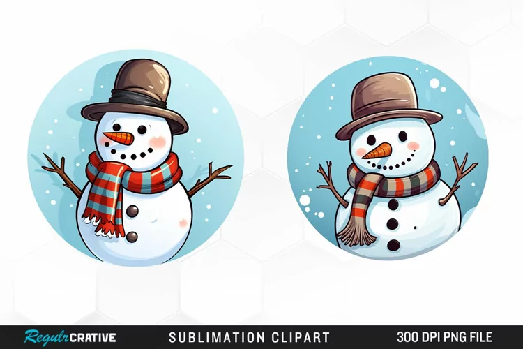 Watercolor Cute Snowman Graphics Clipart