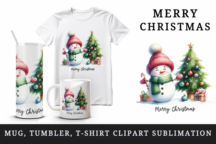 Christmas snowman tumbler, mug wrap, clipart sublimation png