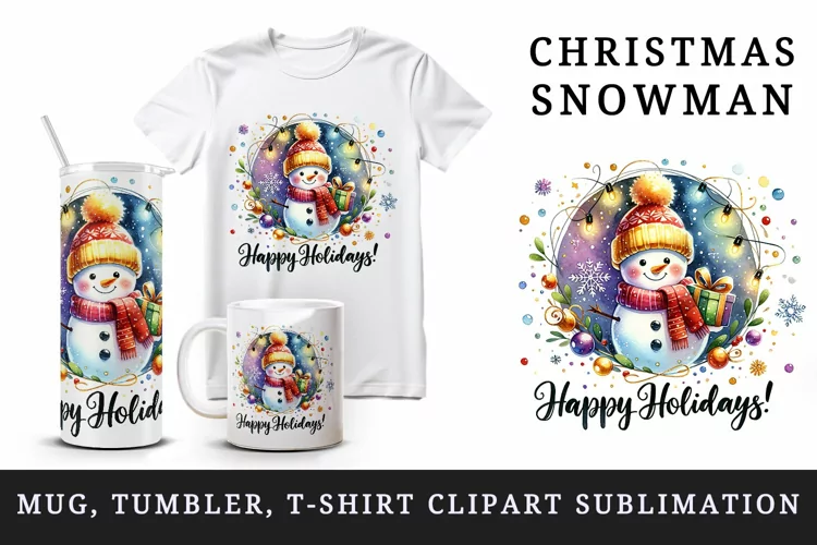 Christmas snowman tumbler, mug wrap, clipart sublimation png
