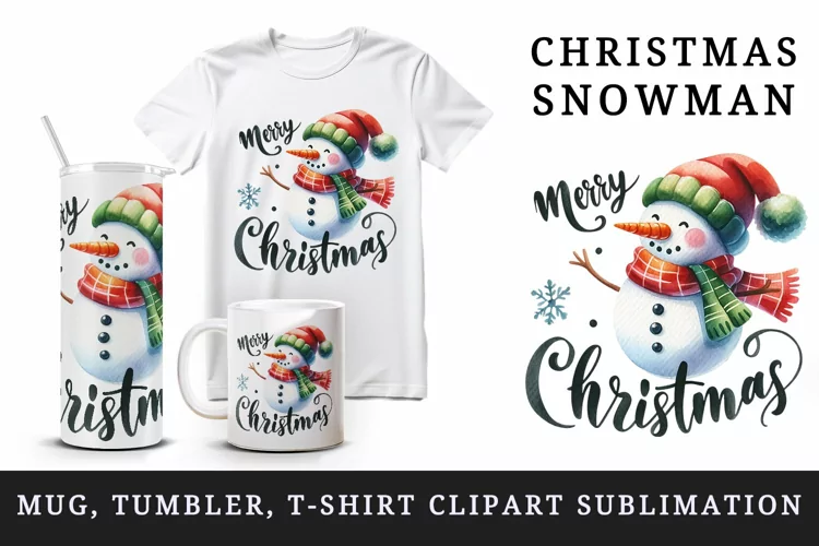 Christmas snowman tumbler, mug wrap, clipart sublimation png