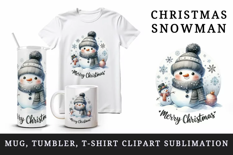Christmas snowman tumbler, mug wrap, clipart sublimation png