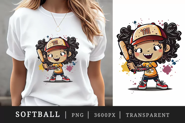 Watercolor cute softball t-shirt sublimation print design