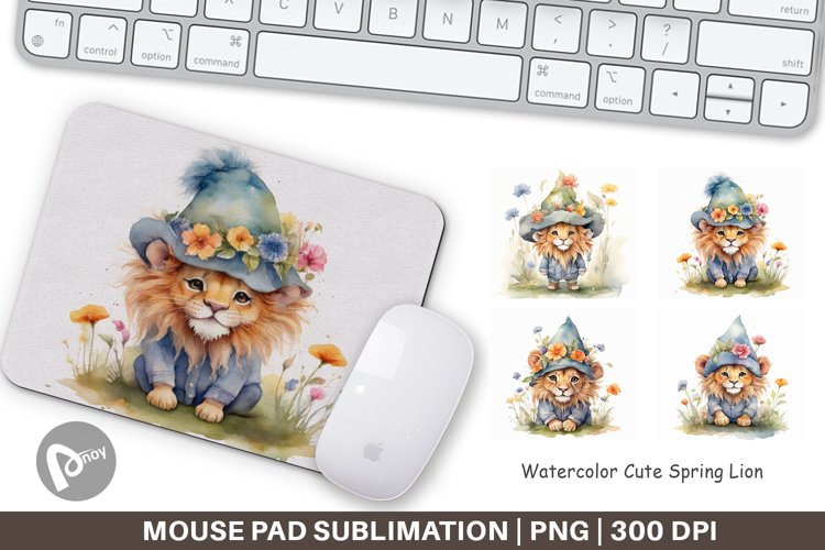 Mouse Pad Watercolor Spring Lion