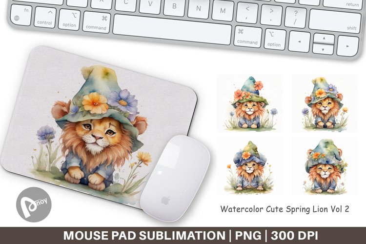 Mouse Pad Watercolor Spring Lion
