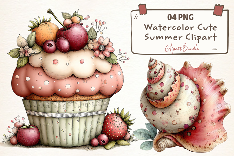 Watercolor Cute Summer Clipart