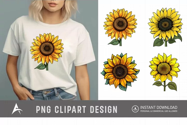 Watercolor Cute Sunflower Clipart