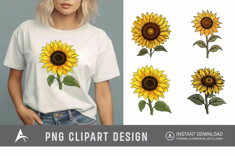 Watercolor Cute Sunflower Clipart