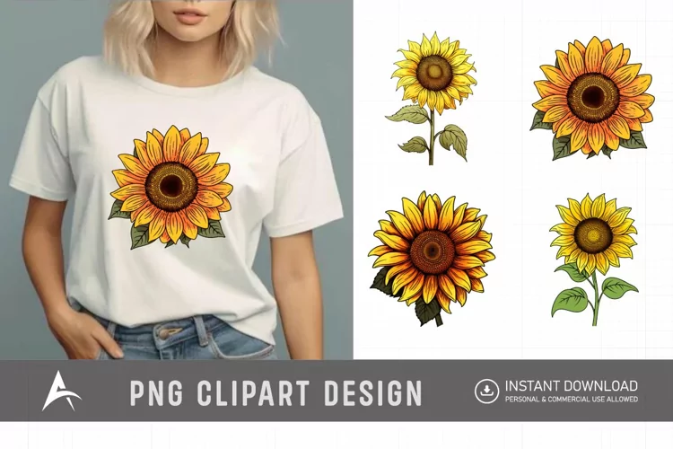 Watercolor Cute Sunflower Clipart