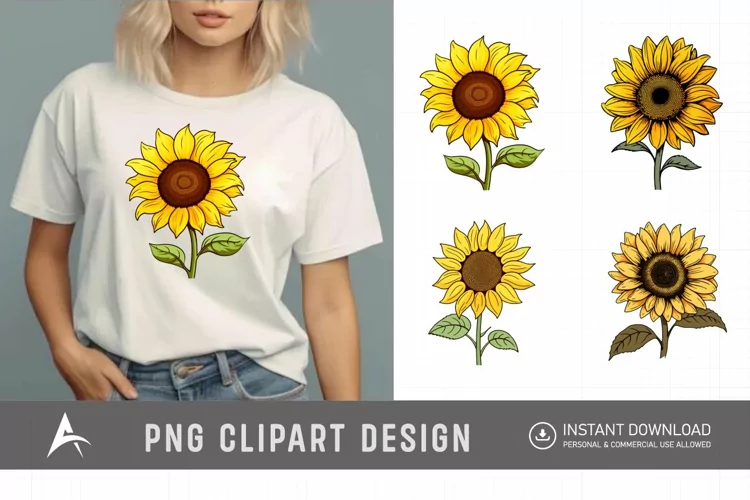 Watercolor Cute Sunflower Clipart
