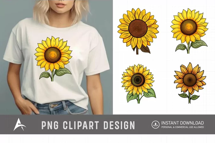 Watercolor Cute Sunflower Clipart