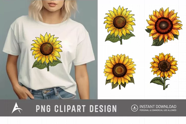 Watercolor Cute Sunflower Clipart