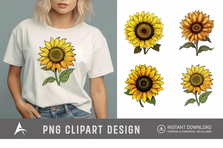 Watercolor Cute Sunflower Clipart