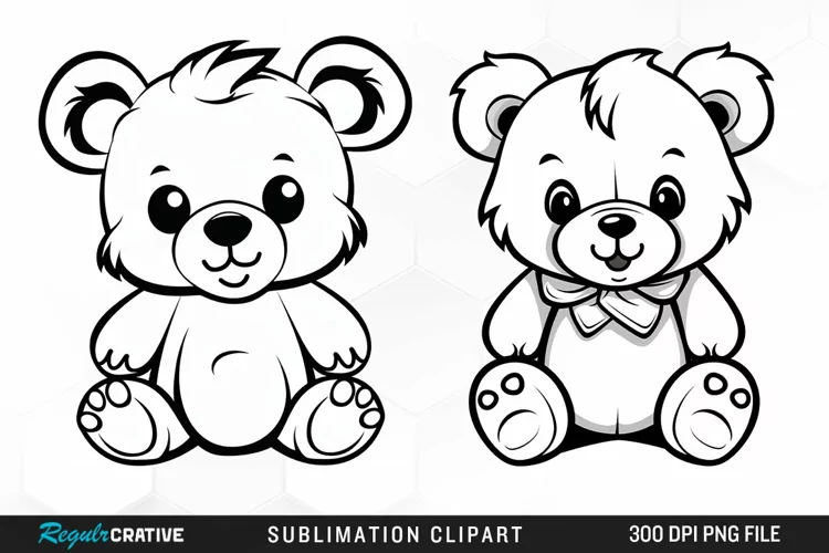 Watercolor Cute Teddy Bear PNG Clipart