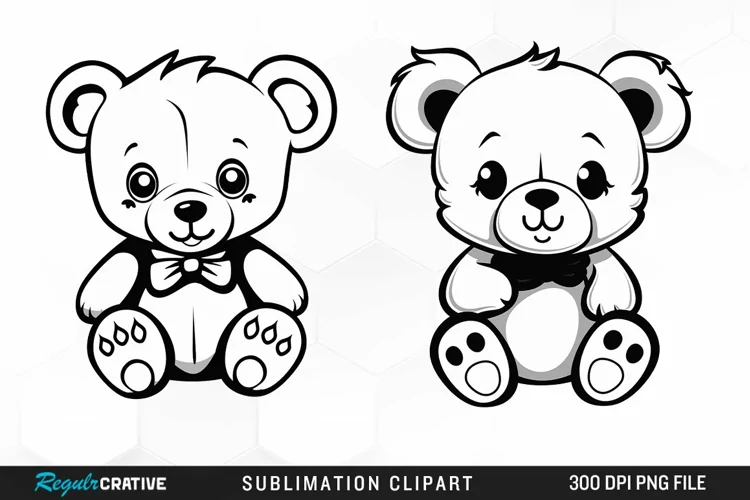Watercolor Cute Teddy Bear Design Clipart