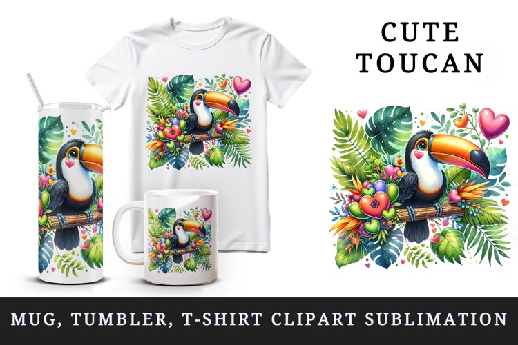 Cute toucan tumbler mug wrap clipart sublimation design png
