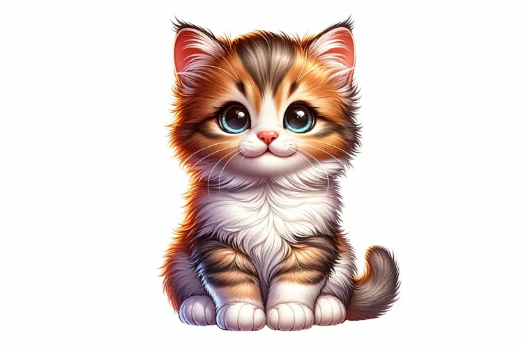 Cute Kitten Clipart Sublimation PNG Design