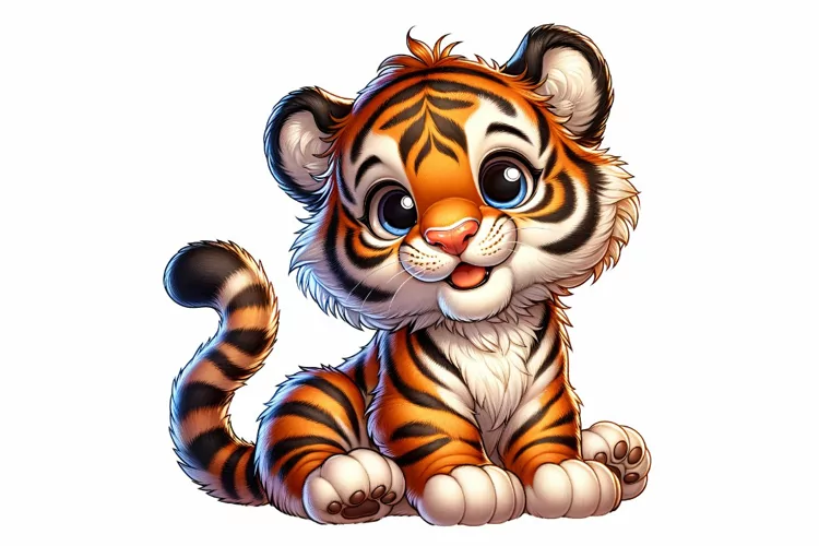 Cute Tiger Clipart Sublimation PNG Design