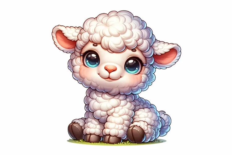 Cute Baby Lamb Clipart Sublimation PNG Design