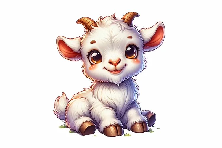 Cute Baby Goat Clipart Sublimation PNG Design