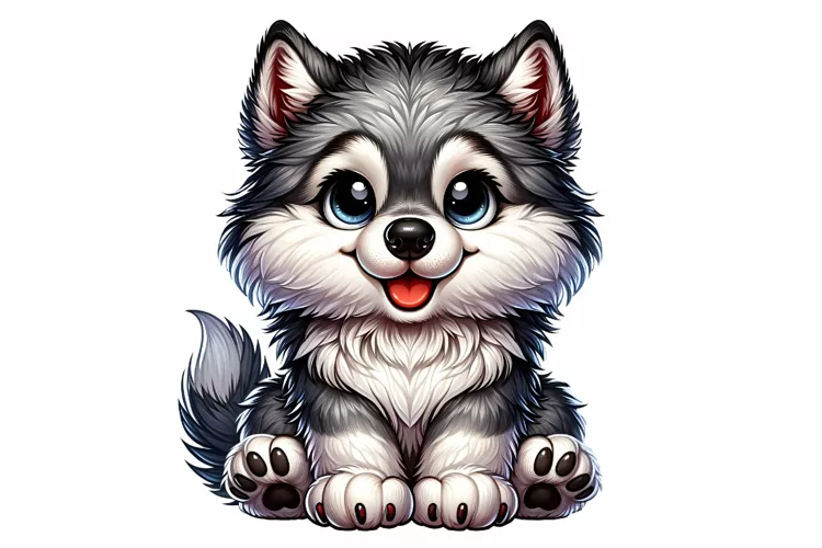 Cute Wolf Clipart Sublimation PNG Design
