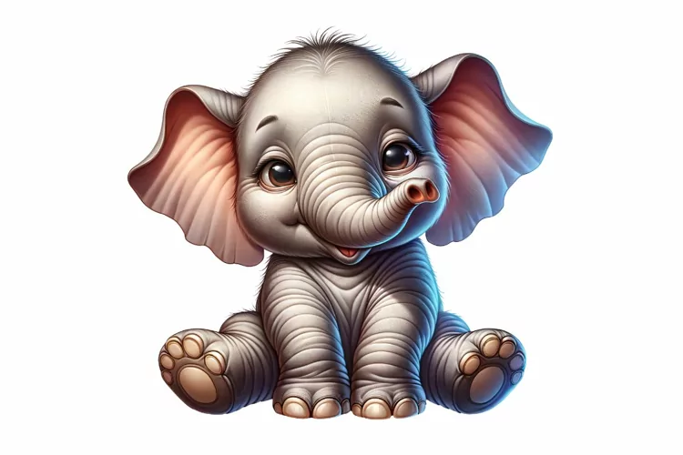 Cute Elephant Clipart Sublimation PNG Design