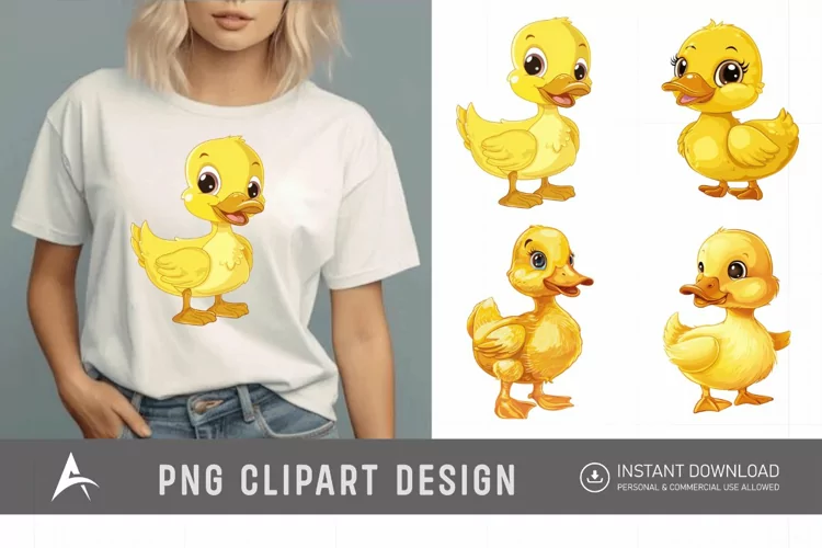 Watercolor Cute Yellow Duck Clipart