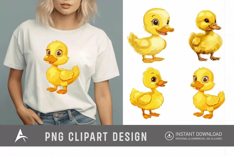 Watercolor Cute Yellow Duck Clipart