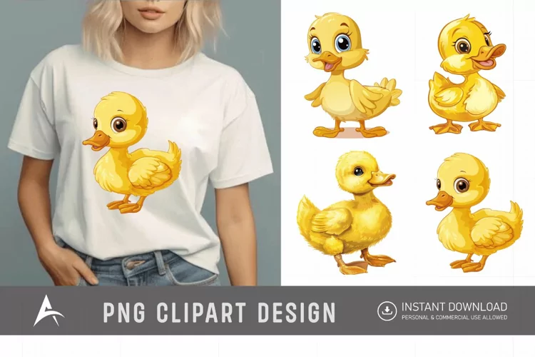 Watercolor Cute Yellow Duck Clipart