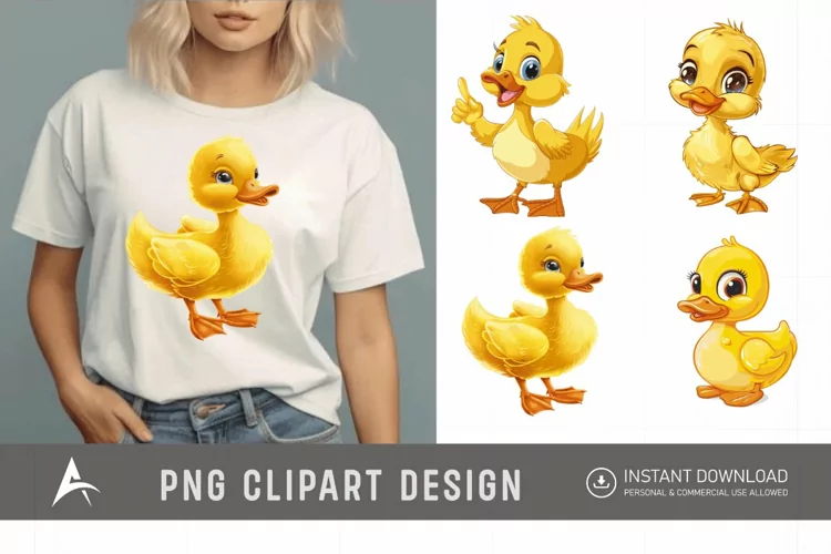 Watercolor Cute Yellow Duck Clipart