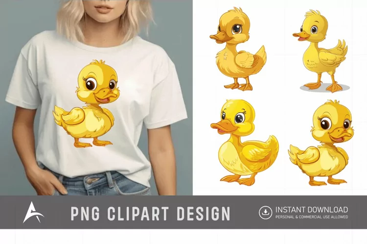 Watercolor Cute Yellow Duck Clipart