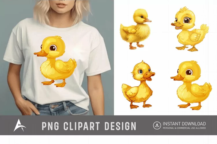 Watercolor Cute Yellow Duck Clipart