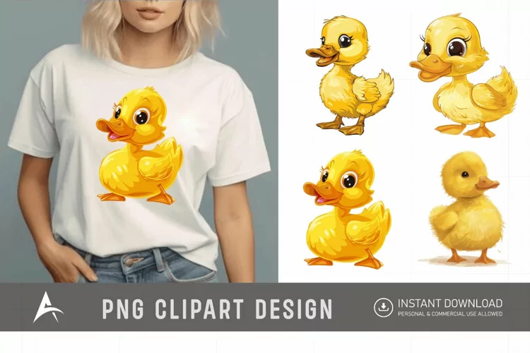 Watercolor Cute Yellow Duck Clipart