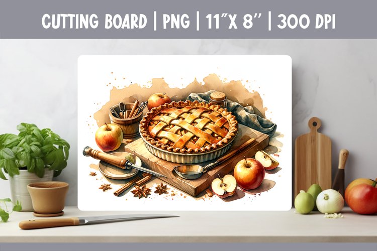 Kitchen Cutting Board Sublimation Design | Apple Pie example image 1