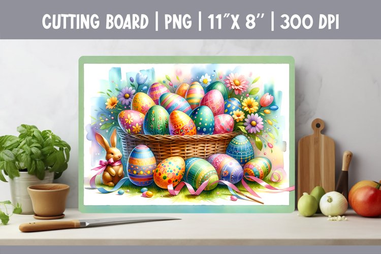 Kitchen Cutting Board Sublimation Design | Easter Eggs example image 1