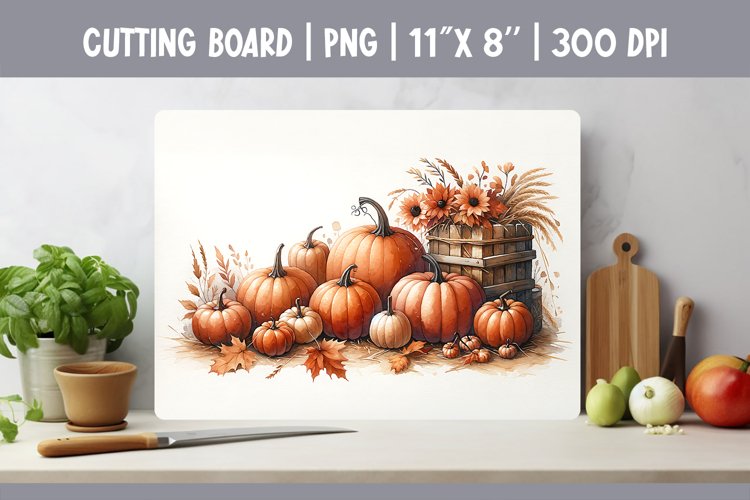 Autumn Pumpkins Kitchen Cutting Board Sublimation Design