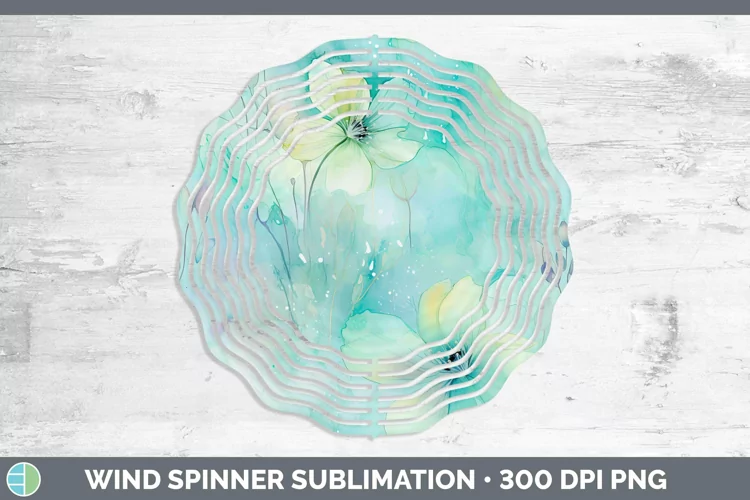 Watercolor Cyan Wind Spinner Sublimation Spinner Designs