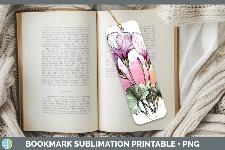 Watercolor Cyclamen Bookmark Sublimation Printable Designs