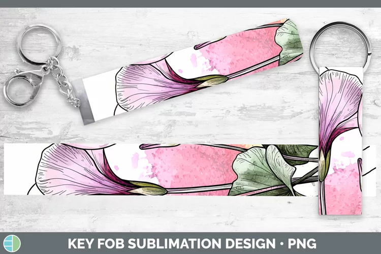 Watercolor Cyclamen Key Fob Sublimation Wristlet Designs