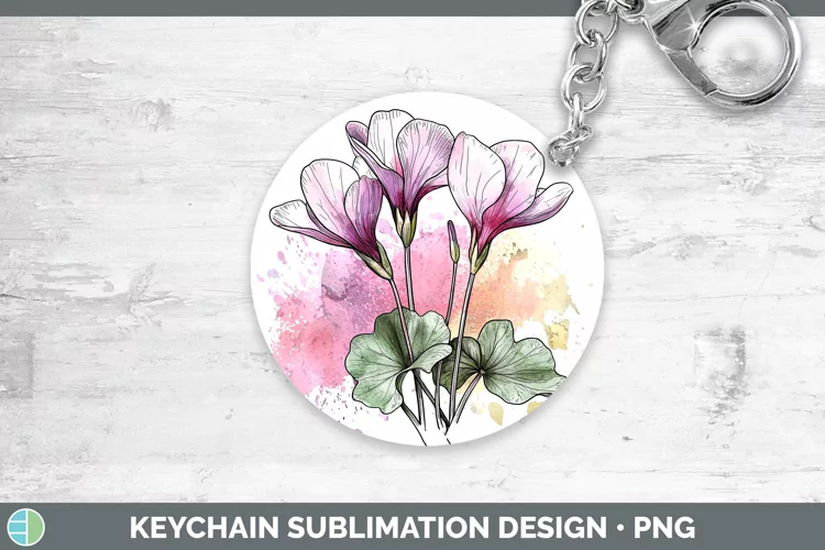 Watercolor Cyclamen Keychain Sublimation Keyring Designs