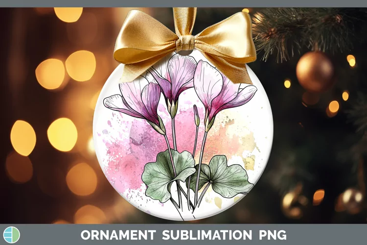 Watercolor Cyclamen Ornament Sublimation Bauble Designs