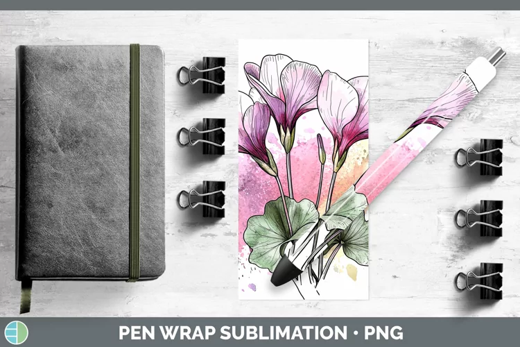 Watercolor Cyclamen Pen Wrap Sublimation Pen Designs