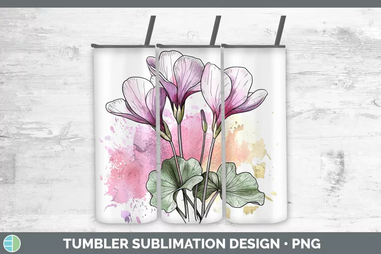 Watercolor Cyclamen Tumbler Sublimation 20 oz Skinny Tumbler