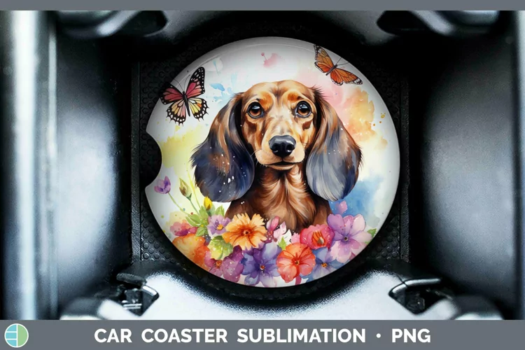 Watercolor Dachshund Car Coaster Sublimation Coaster Designs